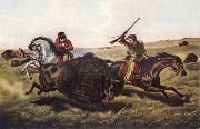 Tait Arthur Fitzwilliam Life on the Prairie-The Buffalo Hunt USA oil painting artist